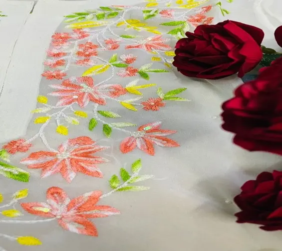 Georgette-Kurti-Coloured emb